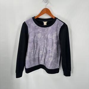 CLUB MONACO Black Metallic Front Ainslie Crewneck Sweatshirt // M